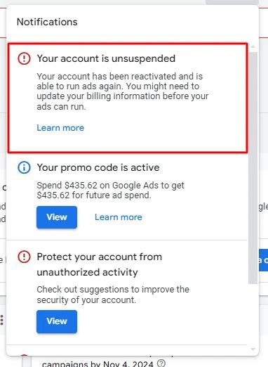 Suspended Account Recovery