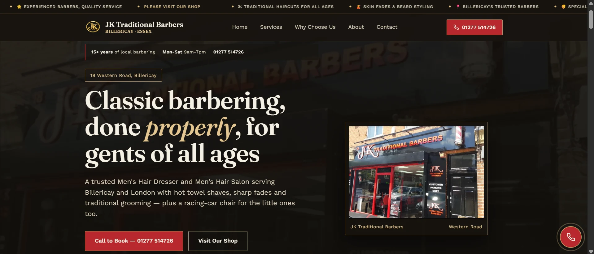 Jk Traditional Barbers, Website Development