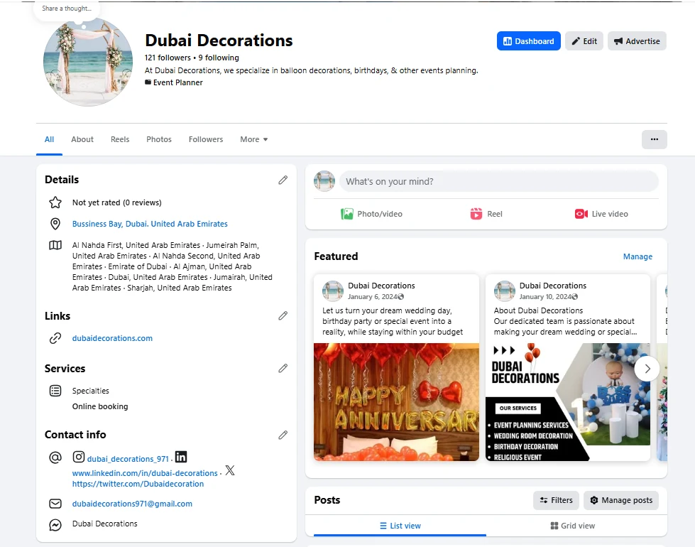 Dubai Decorations — Social Media & Meta Ads